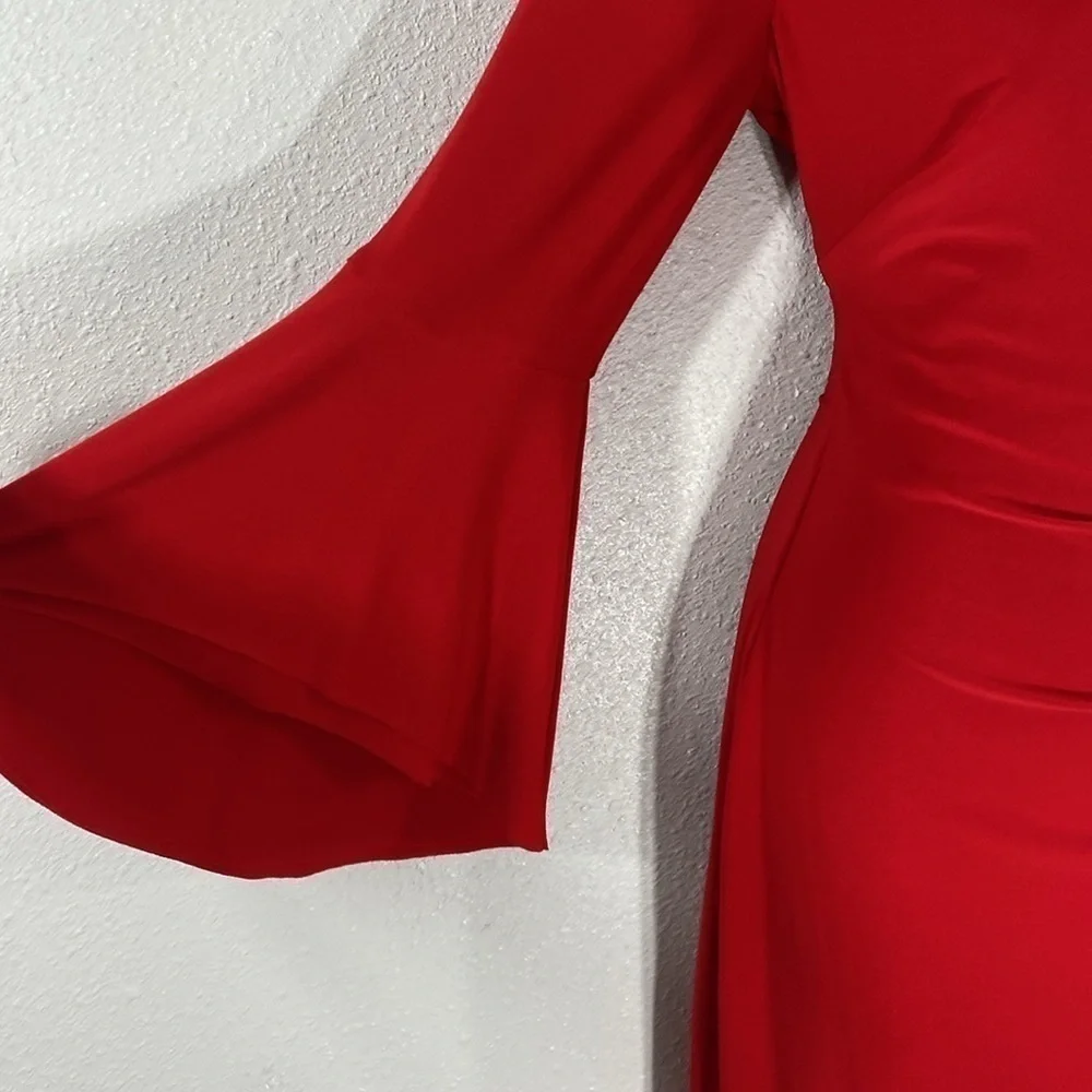NWT Ralph Lauren red jersey faux wrap bell sleeve dress 6 AA30